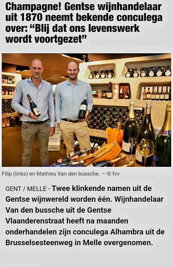 Filip en Mathieu in de winkel Gent artikel in krant